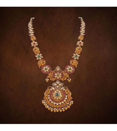 Polki Flower design 22 ct gold necklace
