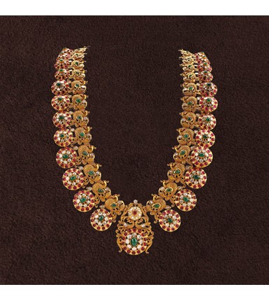 Kundan yellow gold haram necklace