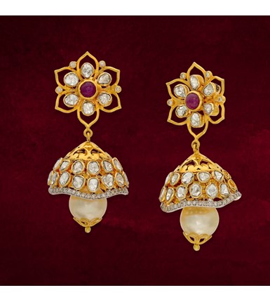 Gold Paachi Jhumkha Earrings