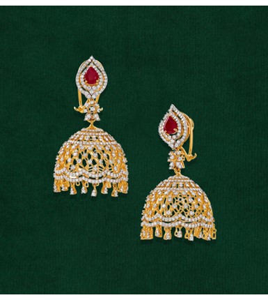 Traditional Diamond Jhumka Earrings