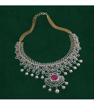Peacock Themed Diamond Necklace