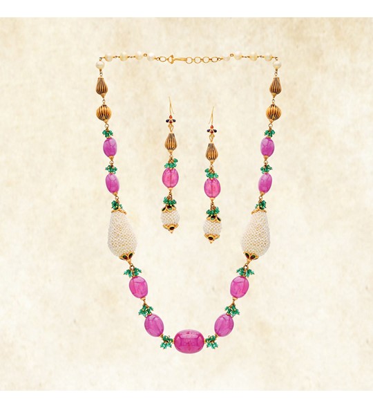 Pink Pearl Necklace Set