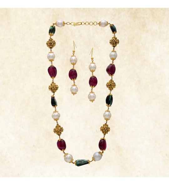 Ruby Emerald Necklace Sets
