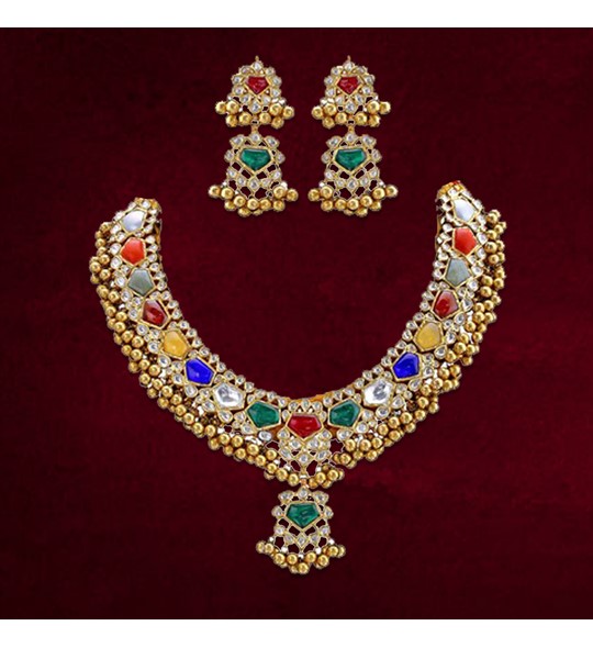 polki gemstone necklace set online