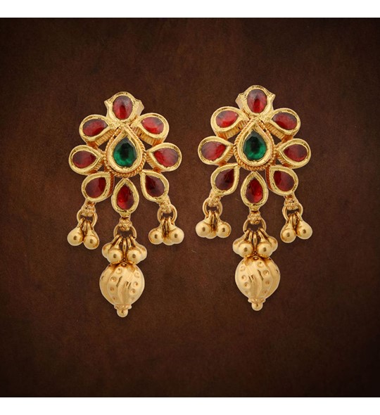 Emerald & Rubies Gold Chandbali Earrings