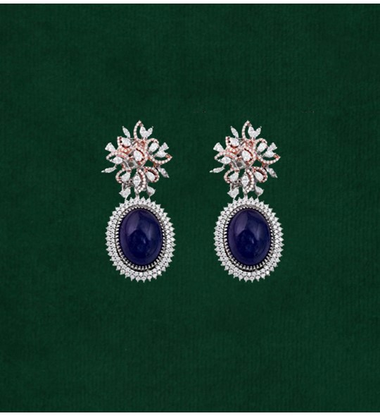 Blue Tanzanite's, Diamond's white gold and rose gold Earrings