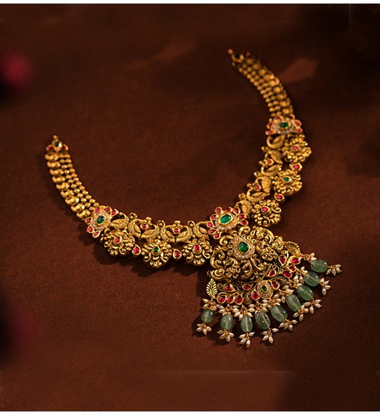 Kundan and Nakshi Gold Necklace