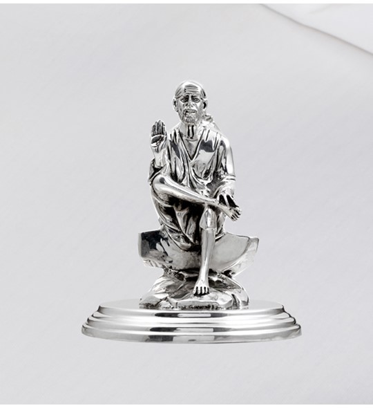 Antique Crafted Silver Sai Baba