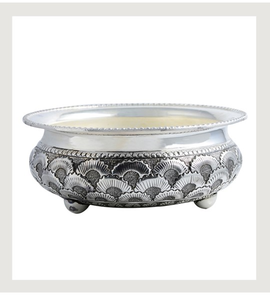 Silver Bowl in Abstract Patterns
