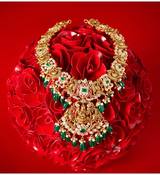 Lakshmi & Peacock Gold Necklace