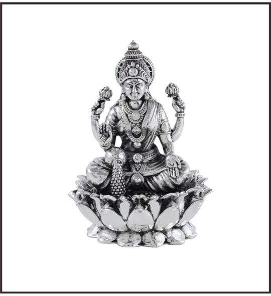 Lakshmi Idol in Antique Silver 3D workmanship