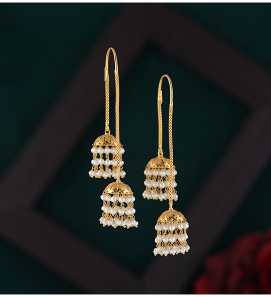 Gold Pearl Sui Daga Earrings
