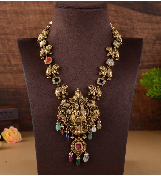 Shiv Parvati Gold Haram Necklace