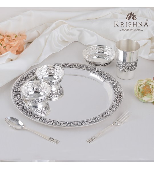 Elegant Pure Silver Dining Set