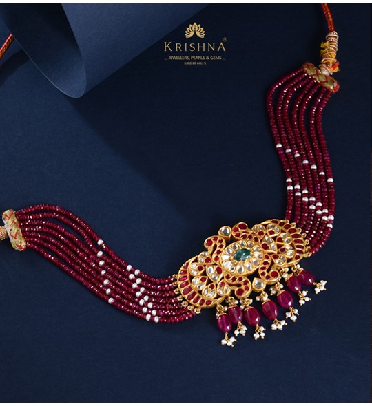 Multiline Ruby Gold Necklace