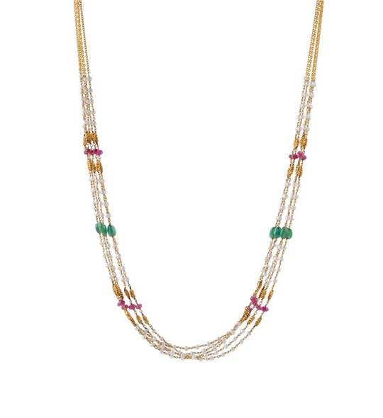 Pearl Ruby Emerald Gold Chain