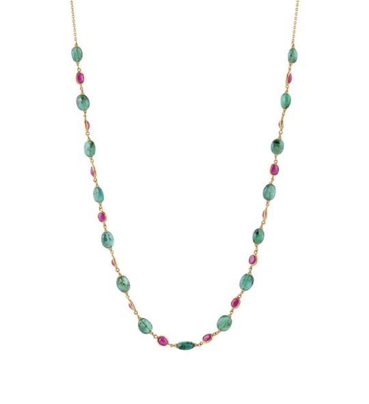 Ruby Emerald  Beads Gold Necklace