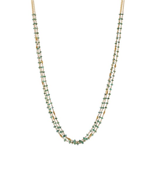 Multiline Emerald Gold Beads Chain