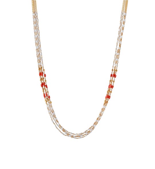 Coral Rice Pearl Chain Necklace