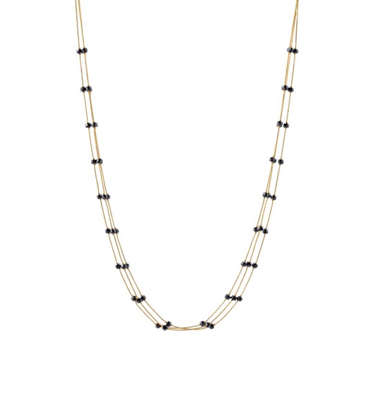 Black Beads long Chain Gold