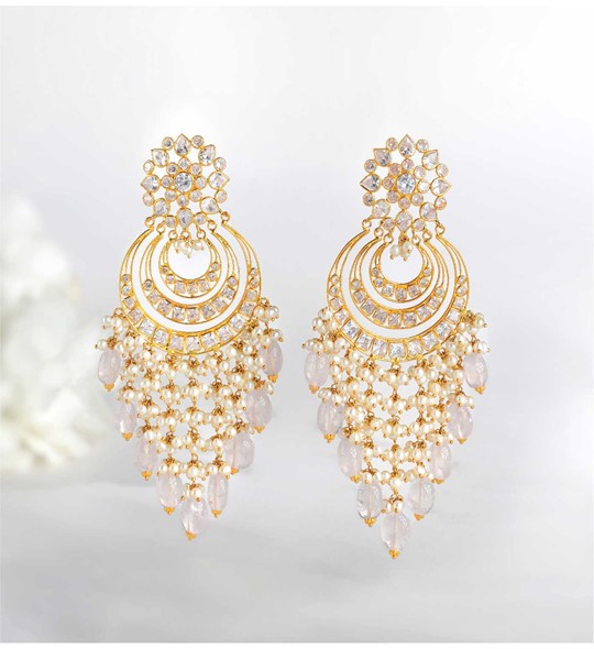 Multihoops Gold Pearl Chandbali Earrings