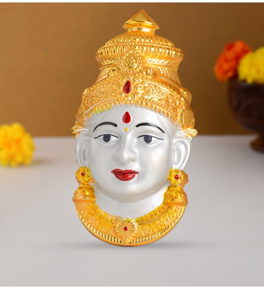Pure Silver varalakshmi Face in Gold Polish