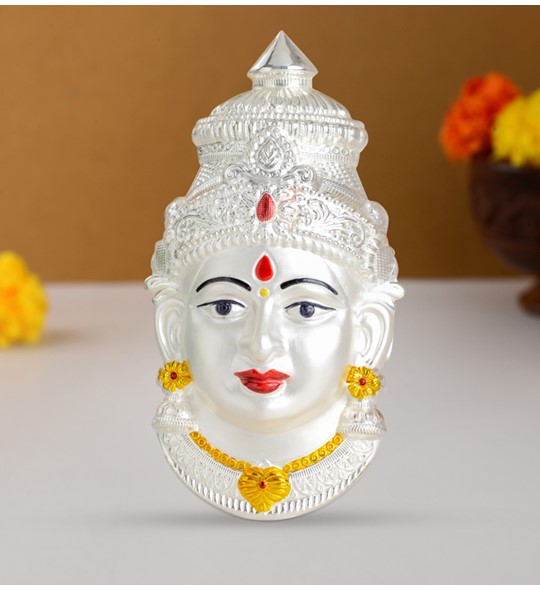 Pure Silver Varalakshmi face in White Polish