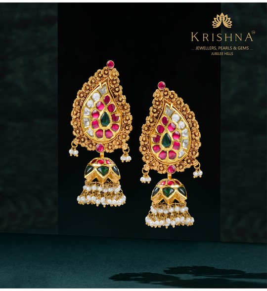 Mango Inspired Kundan Jhumka Earrings