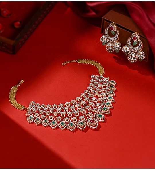 Diamond Choker Necklace and Earrings Sets