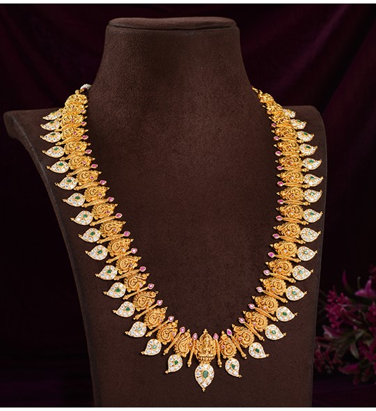 Long Gold Necklace in Mango Design