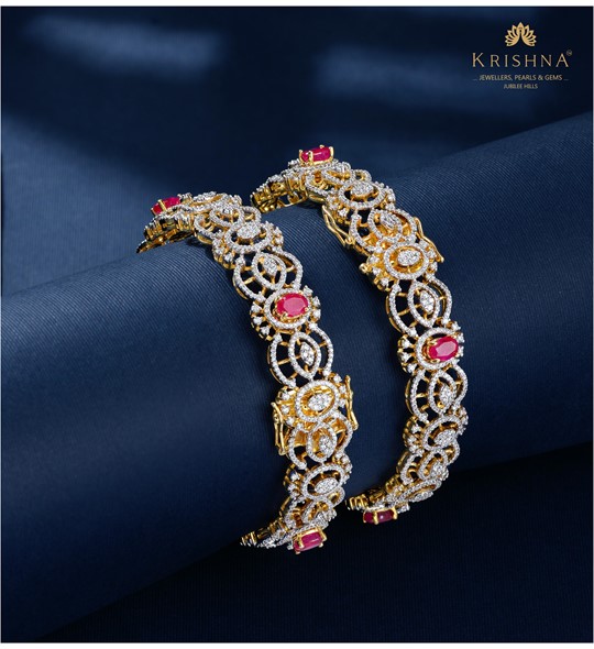 Real diamond bangles with Red Stone