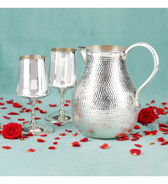 Luxurious Silver Jug and Glass Set