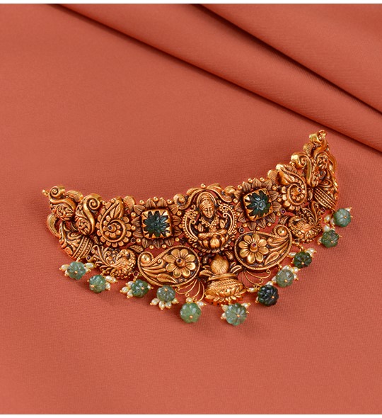 Emeralds & Gold Temple Choker Necklace