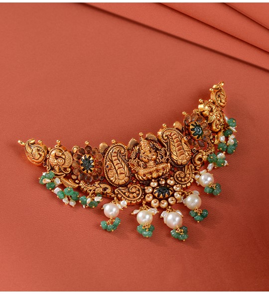 Mahalakshmi Motif Gold Choker Necklace