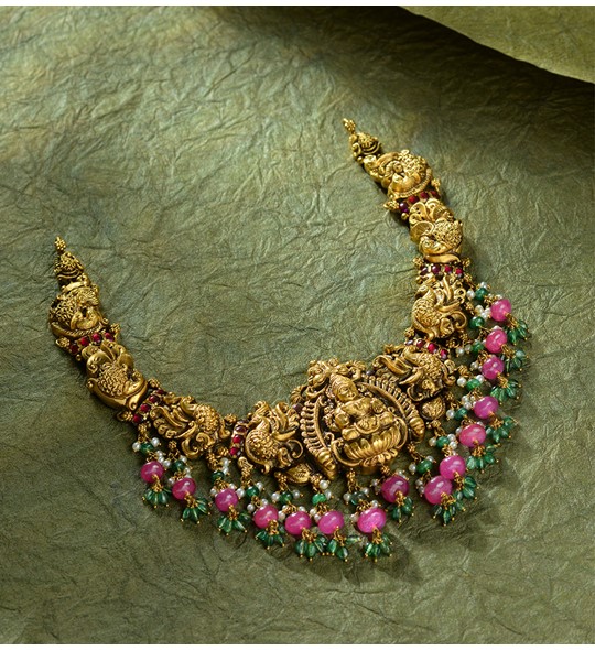 Lakshmi Peacock Gold Necklace
