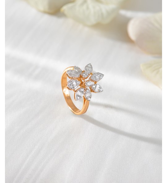 Floral Pear-Cut Diamond Ring