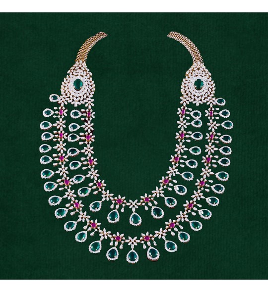 Daimond Ruby Emerald Haar Necklace
