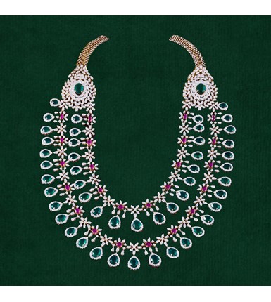 Daimond Ruby Emerald Haar Necklace