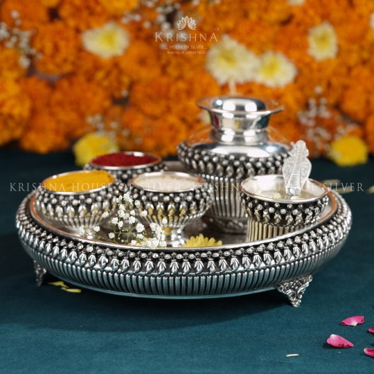 Complete Antique Silver Pooja Sets