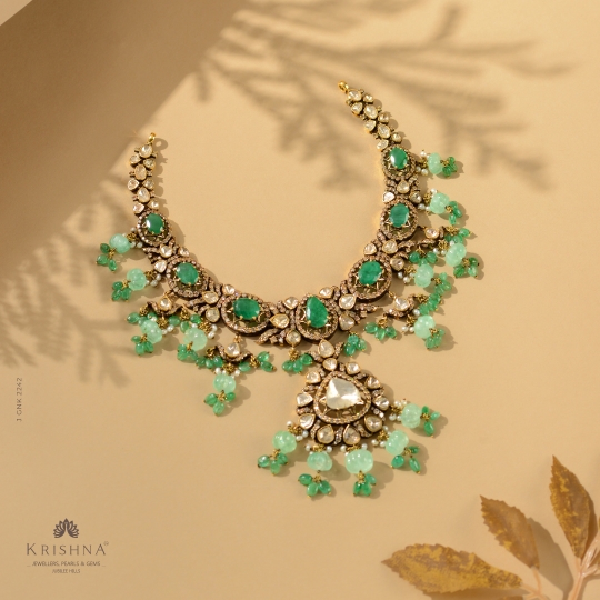 Victorian Polki & Emerald Necklace