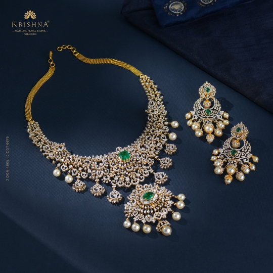 Regal Diamond Necklace and Earrings