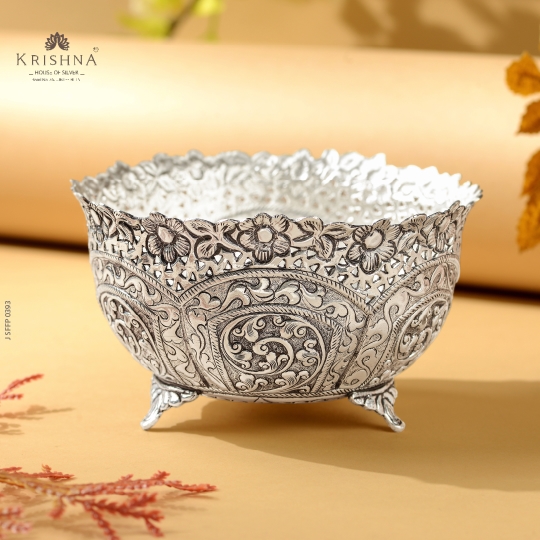 Flowery Silver Bowl