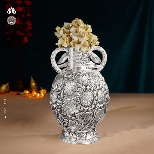 Antique Nakshi Silver Flower Vase