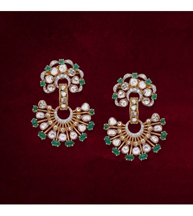 Kundan Emerald Gold Earrings