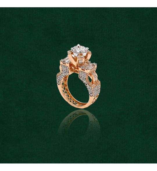Diamond Stylish Solatire Yellow Gold Ring
