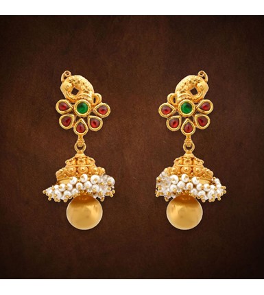 Peacock Kundan Gold Earrings
