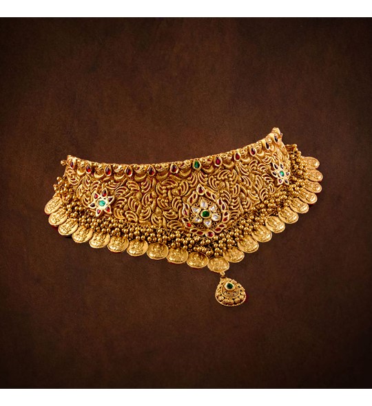 yellow gold Nakshi choker necklace