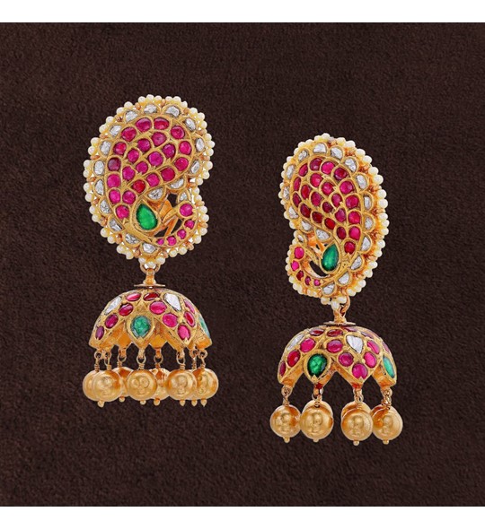 Peacock Kundan Gold Bhutalu Earrings