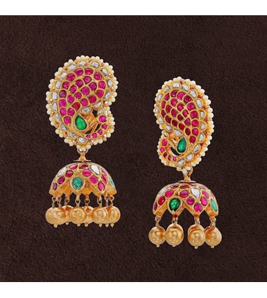 Peacock Kundan Gold Bhutalu Earrings