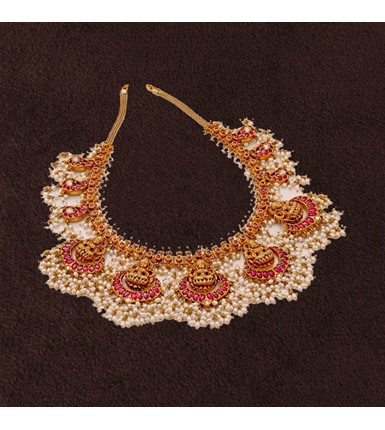 Guttapusala Lakshmi Ruby Yellow Gold Necklace